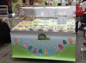 Vitrine de vente d'escargots sur les marché de Loire-Atlantique